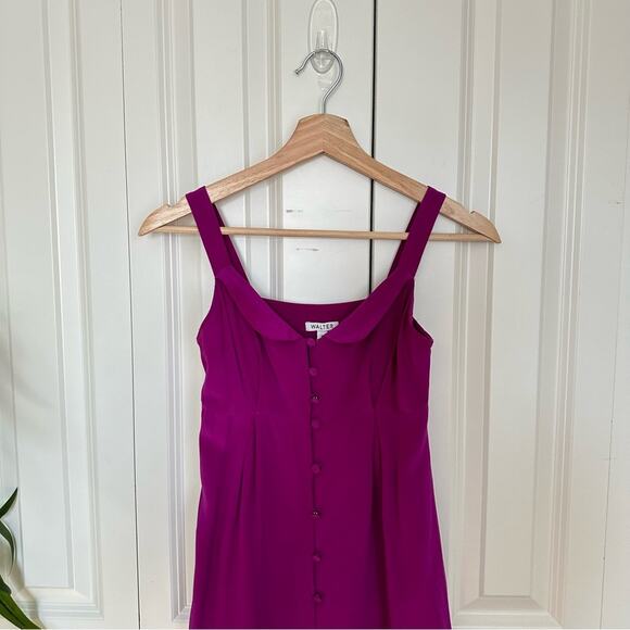 WALTER 100% Silk Button Up Tank Dress in Fuchsia Pink - Picture 2 of 11